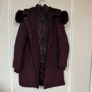 1 MADISON Expedition Burgundy Down Jacket w/ Genuine Fox Fur Trim Hood - L
